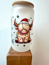 Load image into Gallery viewer, Highland Cow Christmas Libby Glass Can