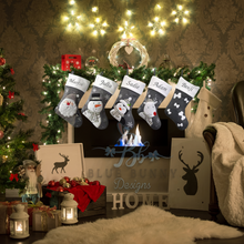Load image into Gallery viewer, Personalised Deluxe Plush Charcoal Christmas Stocking