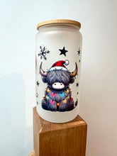 Load image into Gallery viewer, Highland Cow Christmas Libby Glass Can
