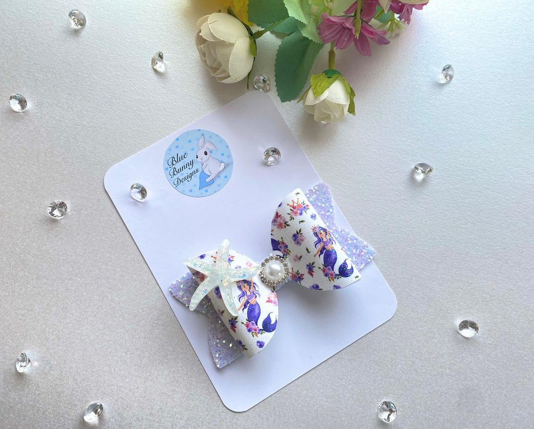 Mermaid Starfish Canvas Bow