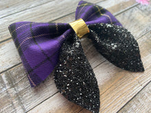 Load image into Gallery viewer, Purple tartan pinch bow
