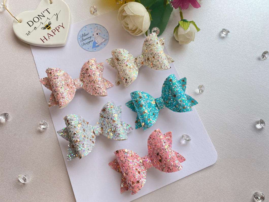 Stars & Hearts Glitter Bow Set