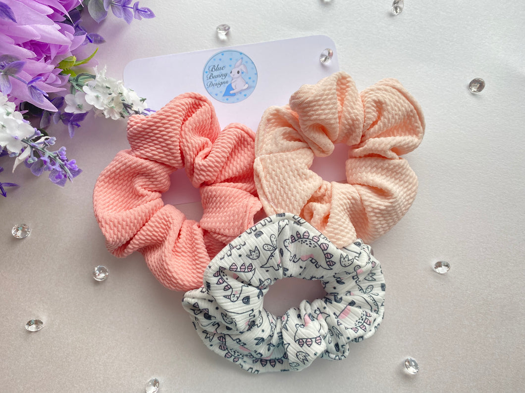 Pink & Dino Scrunchies