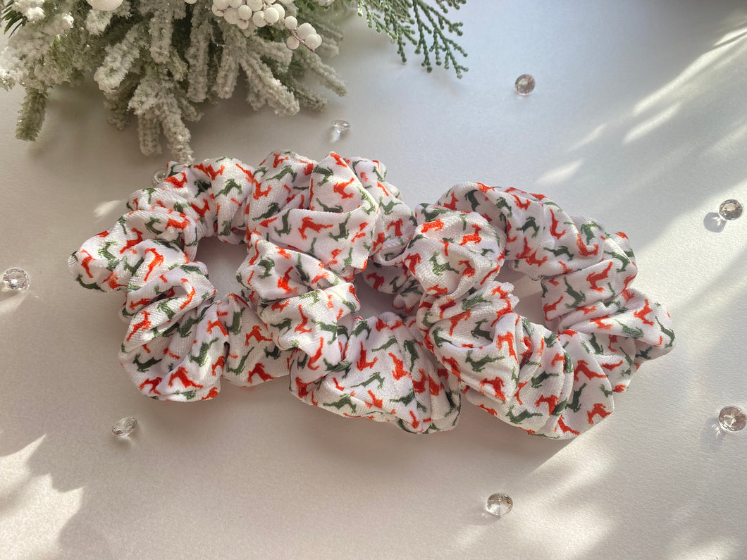 White Reindeer Christmas Scrunchie