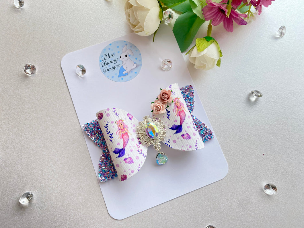 Pink Mermaid Canvas Bow