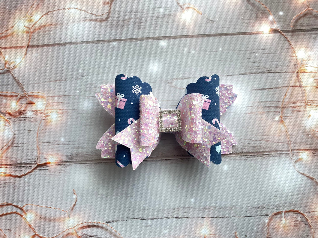 Navy and Pink Fairy Bow