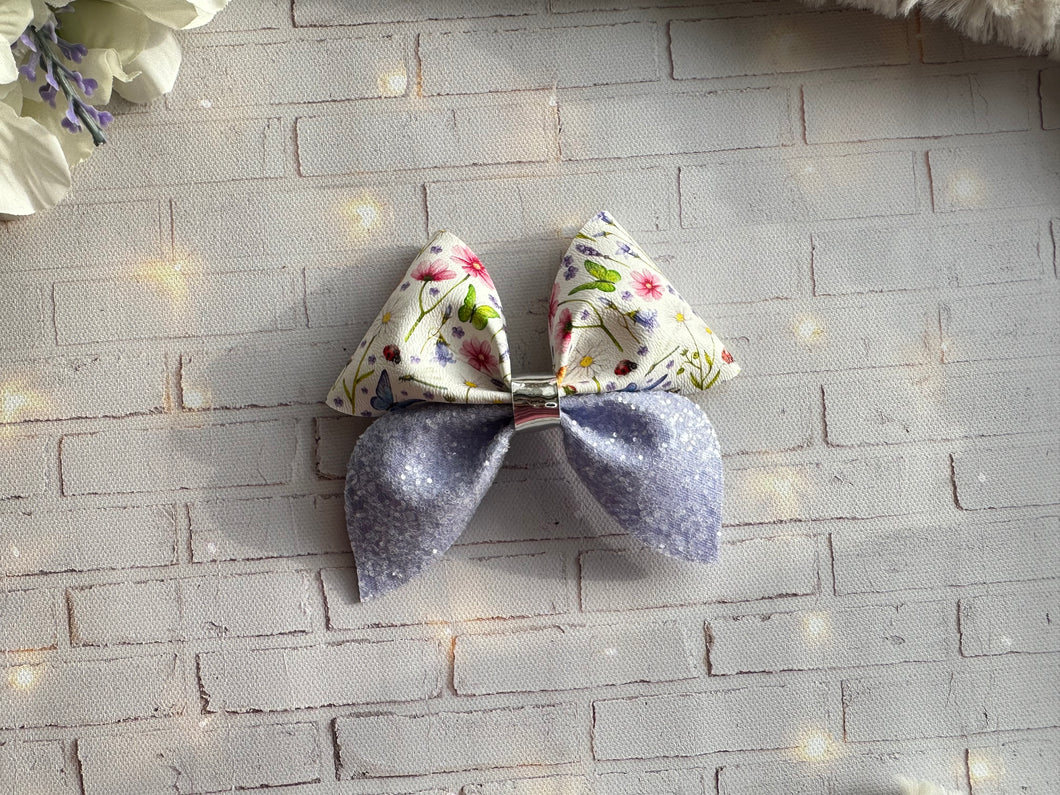 Lilac Floral Pinch Bow