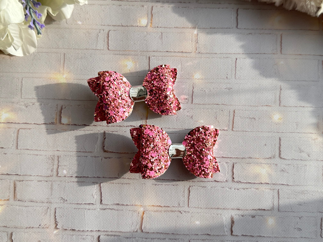Pink Glitter Bow Set
