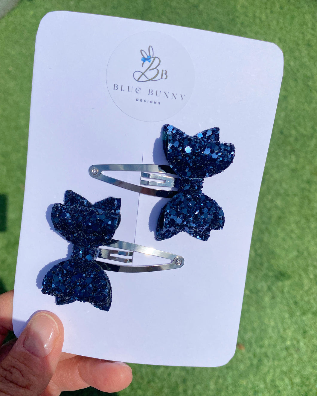 Navy Bow Snap Clip